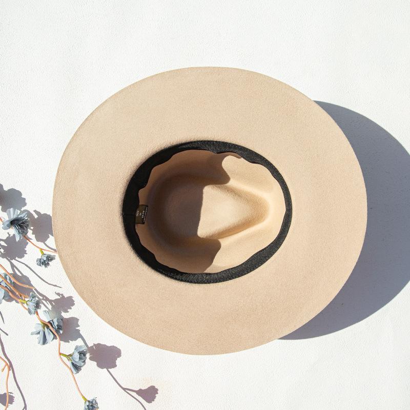 Men'S Large Size 100% Wool Fedoras Hat Women Vintage Western Jazz Cowboy Hat Autumn Winter Big Head Wide Brim Felt Hat 56-62Cm