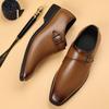 Fashion 2025 Classic Men Dress Shoes Black Leather Mens Shoes Plus Size Point Toe Business Casual Men Formal Shoes for Wedding Party