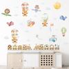 Children's Room Wall Stickers Cartoon Animals on Train Airplane Hot Air Balloon Wall Decals Baby Nursary Kindergarten Decoration