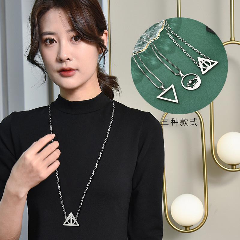 Stylish Stainless Steel Geometric Pendant Necklace For Men And Women With 18k Gold Plating