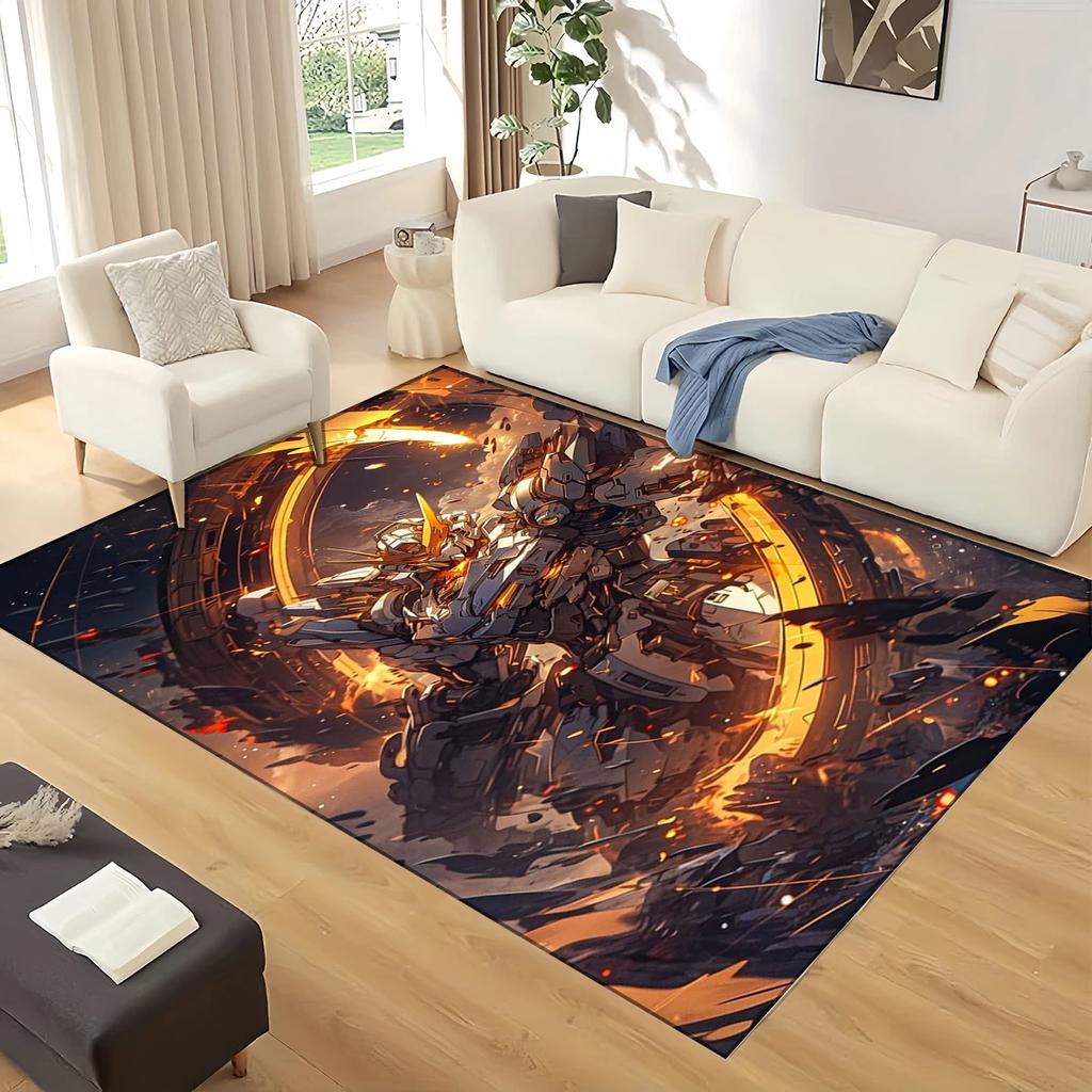3D GUNDAM Robot Cartoon Carpet Rug for Living Room Bedroom Home Sofa Decoration,kids Play Non-slip Floor Mat Christmas Gift