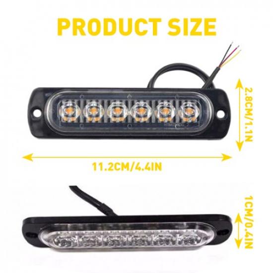 10X 6 LED Amber White Grill Side Marker  Strobe Light Bar Kit Tow Truck