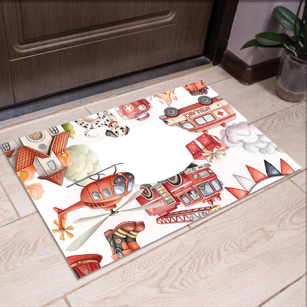 Fire Truck Printed Carpet,Rug,for Office Chair Living Room Bedroom Kitchen Room Decor Gifts.