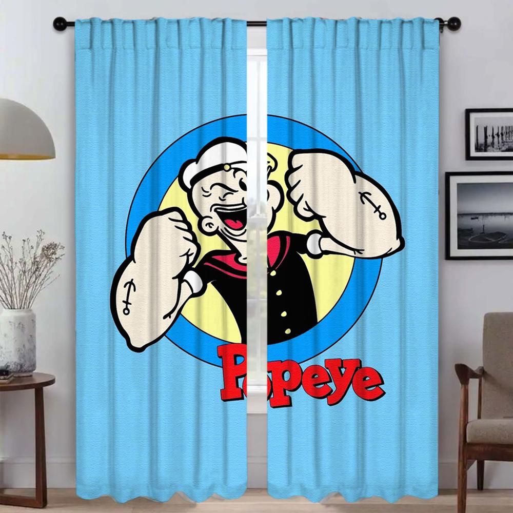 Set Of 2 Popeye Sailor Shades Partition Curtains Child Room Window Curtain Panel Living Bug Resistant Polyester