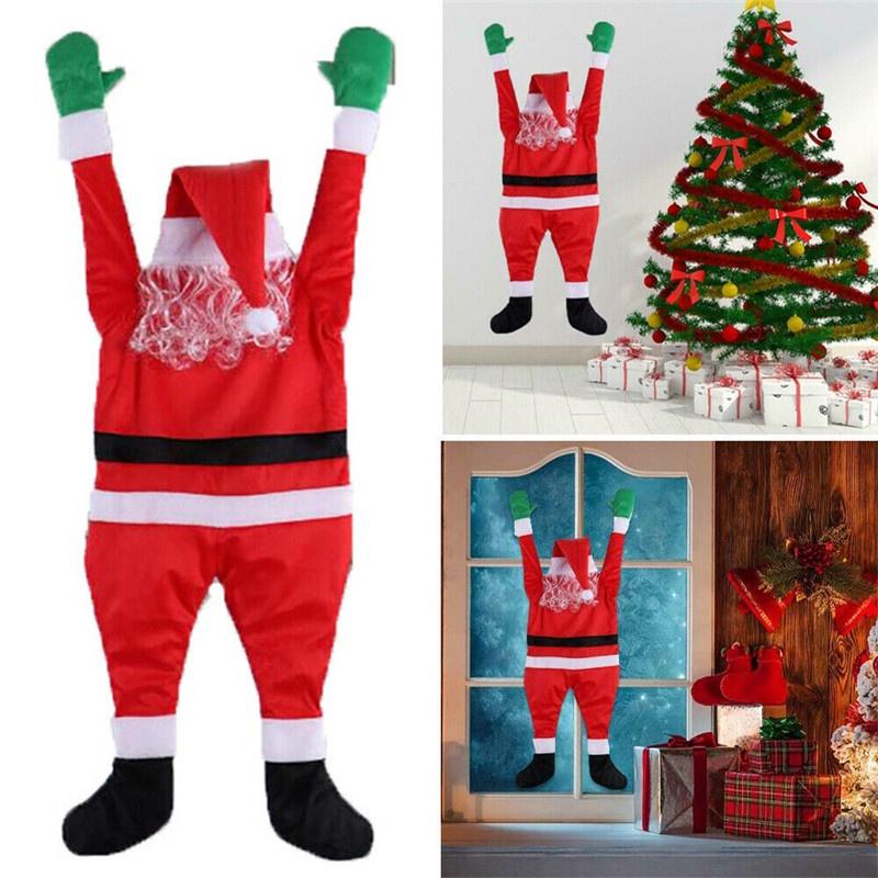 42" Climbing Christmas Hanging Santa Claus Outdoor Window Party Xmas Props Decor