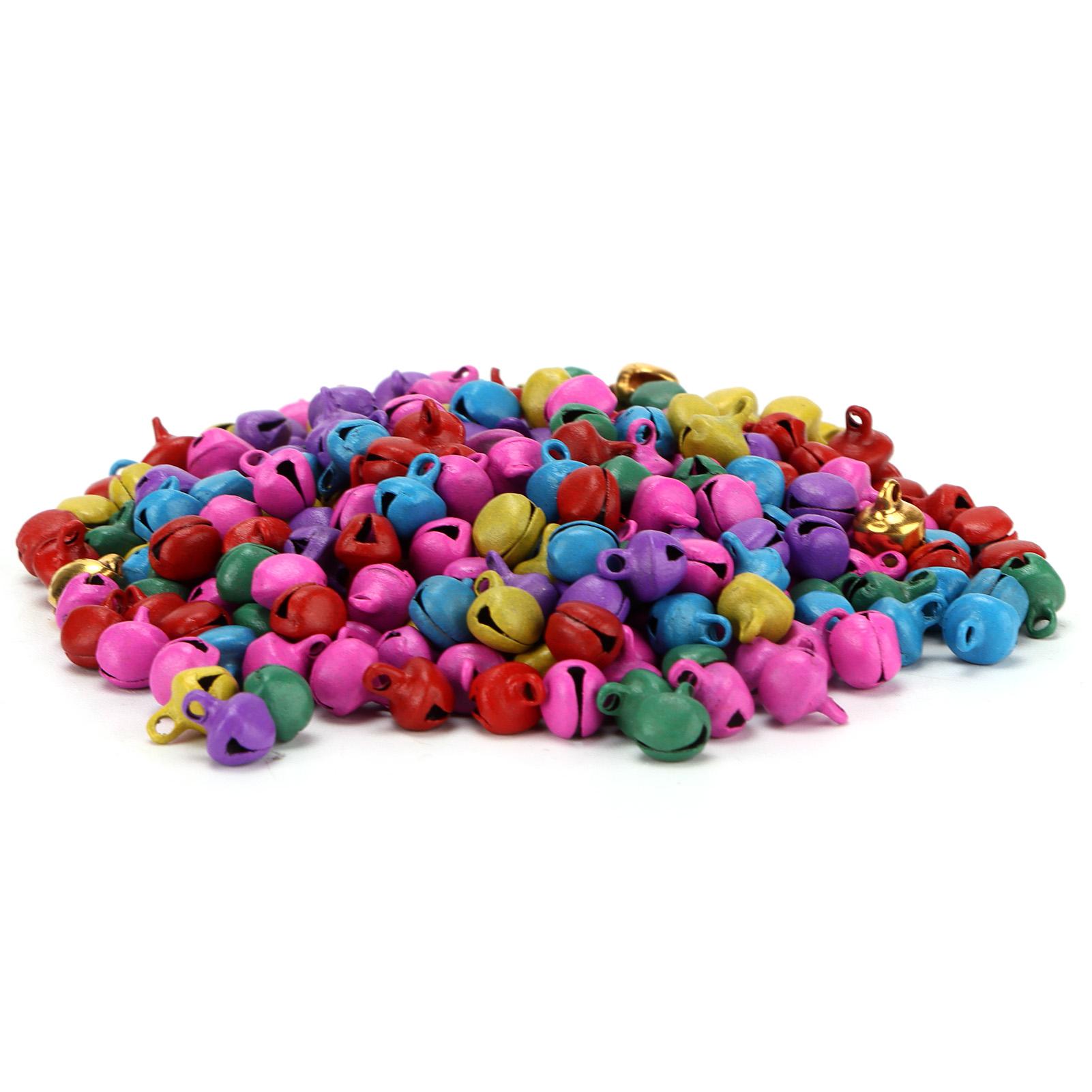 Lot de 300 petites clochettes en fer avec trou pour loisirs créatifs, bijoux, festival, anniversaire multicolore