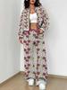 Purple Smudge 1116 Popular Autumn and Winter New European and American Women's Clothing Floral Printing Set