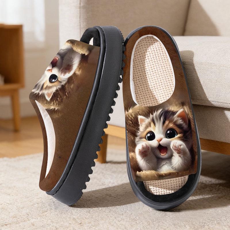 Animal Linen Cotton Slippers for Men  Women - Spring to Autumn Collection 42-43 цветочный