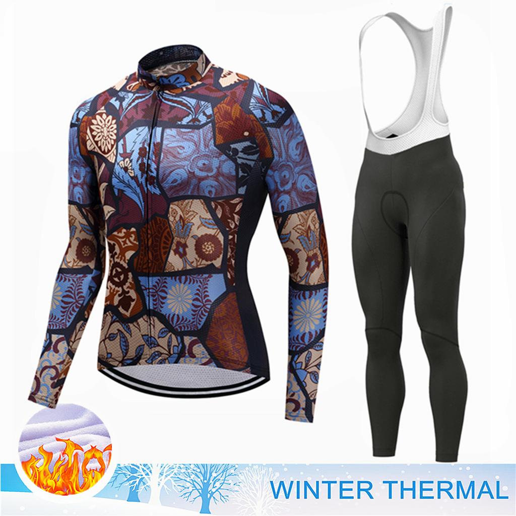 Winter Thermal Fleece Cycling Jersey Set Top MTB Bike Outdoor Men's Road Bicycle Clothing Long Sleeves Shirt Uniform