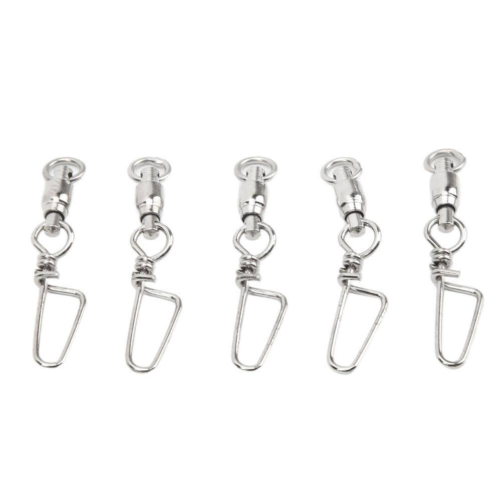 50PCS 2 Sizes Ball Bearing Swivels Stainless Steel Leader Connector  Fishing Tackle