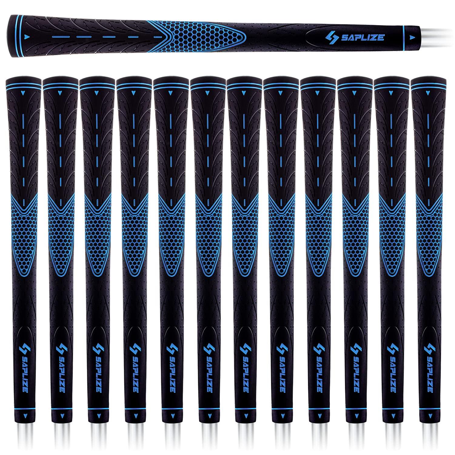 

of SAPLIZE Rubber Golf Grips Iron and Wood Available in 4 Colors Mid Size [Set 13] Anti-Slip (for Clubs) - Blue,