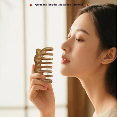 Wood Meridian Massage Comb Head Face Scalp Gua Sha Massager Natural Facial Sandalwood Wide Tooth Guasha Scraping Body Massage