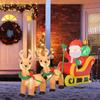 Inflatable Santa Claus with Sleigh and 2 Reindeer, Waterproof Polyester Fabric Christmas Decorations with LED Lights 240x57x112cm