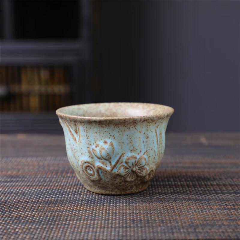

Jimo Handmade Ceramic Teacup - Kiln Glaze Blue (3-Pack)