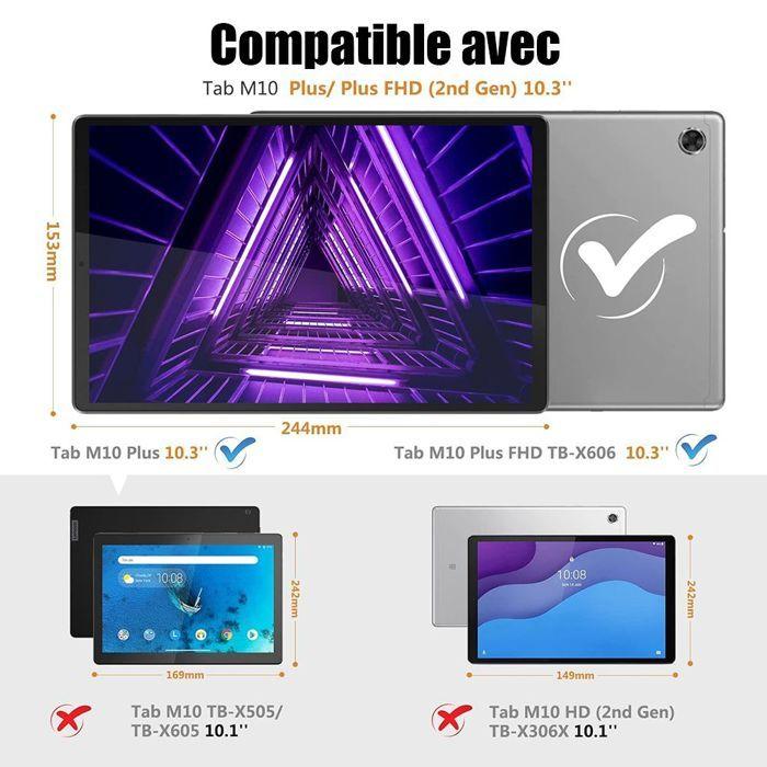 Coque + Verre Trempé pour Lenovo Tab M10 FHD Plus (2e gén) Protection Rotative 360 Synthécuir Rose