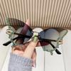 2026 New Luxury Diamond Butterfly Sunglasses for Women Oversized Rimless Retro Personality Eyewear for Party Dance & Performance