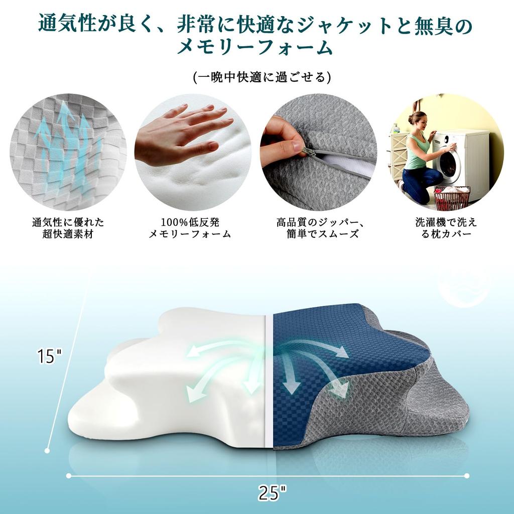 CHxxy Pillow Relieves Neck Ergonomic Side Sleeper Low or Removable Better For Blue Gray Pain, Pillow, High, Cover, Breathability, Adults, &