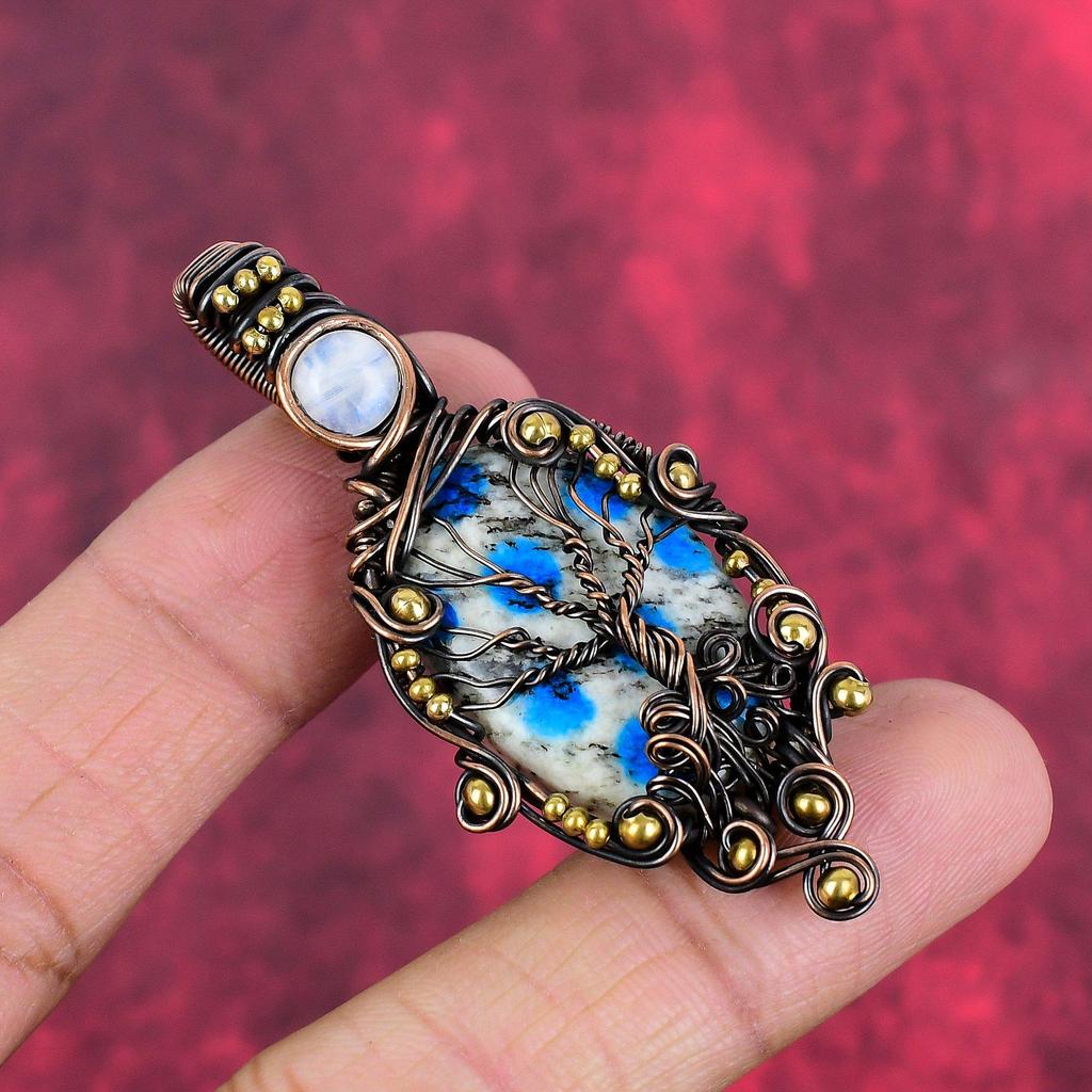 Tree of Life K2 Jasper Pendant Copper Wire Wrapped Gemstone Pendant Handmade Jewelry Rainbow Moonstone Pendant Wedding Gifts Copper Jewelry