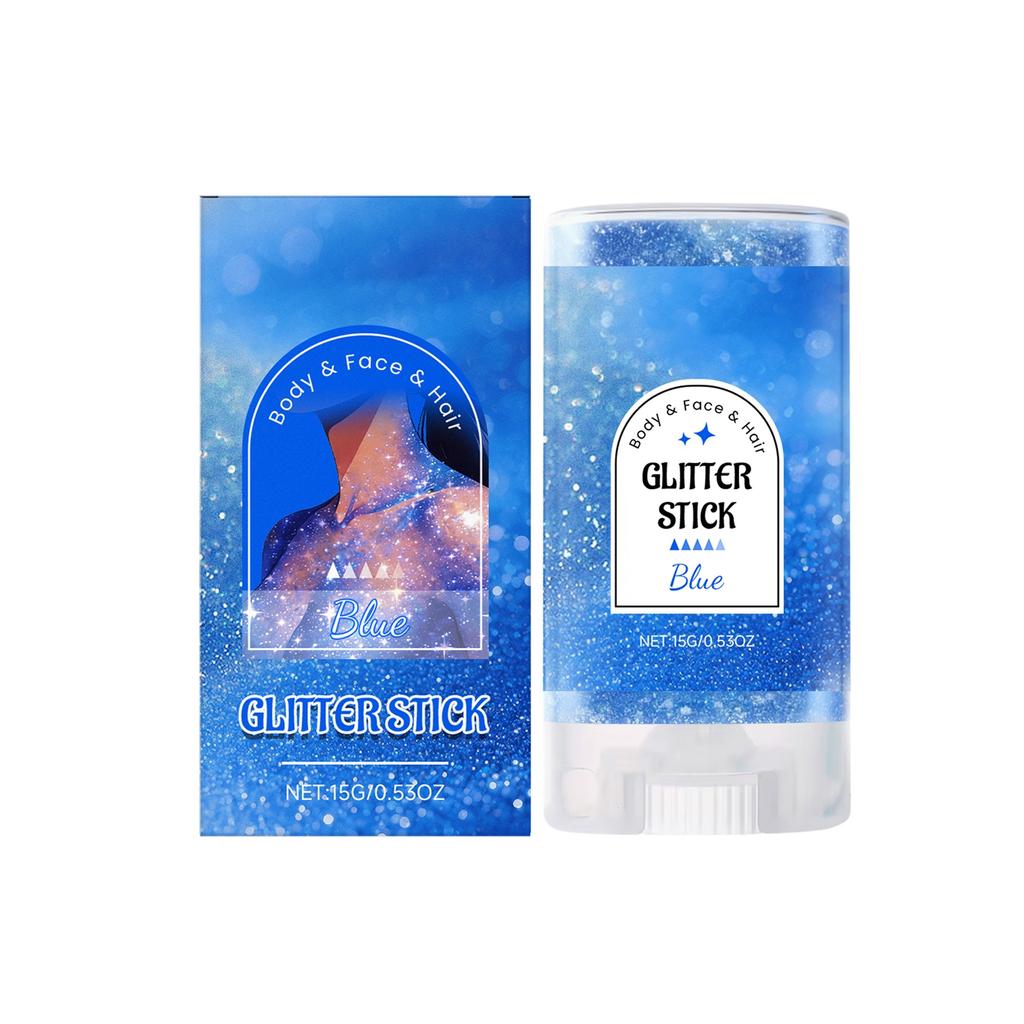 Blue Body Glitter Stick Long-lasting Makeup, Portable To Multiple Areas, Party Makeup Highlighter Stick.