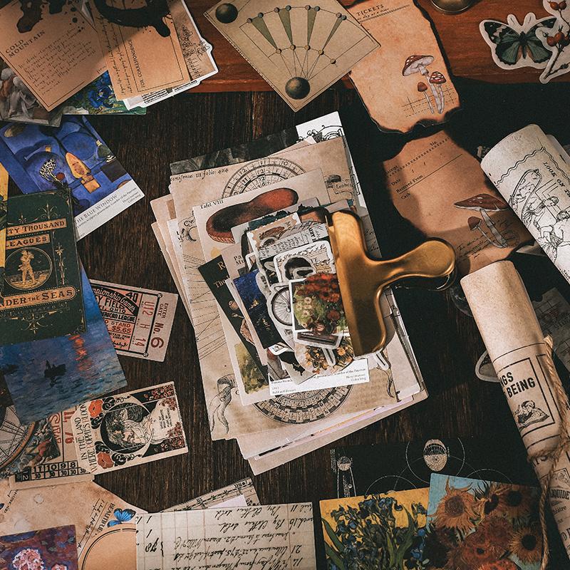 200 Pcs Vintage Clip and Paste Memo Pad Scrapbooking Diary Album Lable Material Decorative Stationery Craft Background Paper