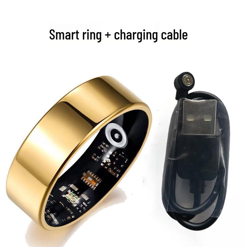 Waterproof Smart Ring with Heart Rate, Blood Oxygen, Sleep & Stress Monitoring, Includes Charging Case.