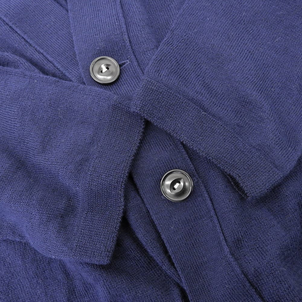 45R 100% Cotton Long Sleeve Knit Cardigan Top, Women's, Navy tops ― NavyUsed