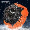 SANDA 6126 Digital Clock Dual Display Men Watches Waterproof Sports Watch Military Man Alarm Stopwatch Quartz Wristwatch Male