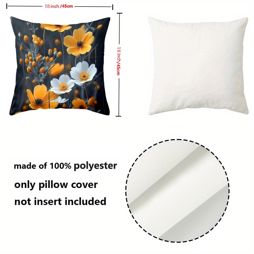 Floral Patterned Throw Pillows Orange Black Flowers Polyester pillowcase, sofa decorative cushion cov Headboard Pillow