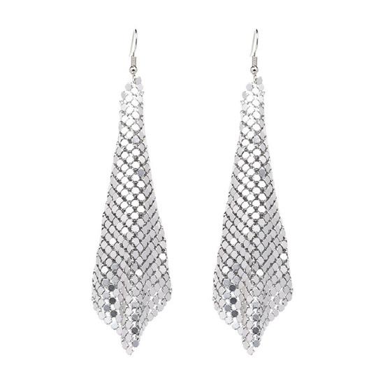 1 Pair Sequin Hook Earrings Geometric Design Long Earrings Night Club Party Women Gown Drop Earrings