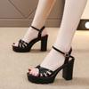 Platform Women's Ankle Buckle High-Heeled Sandals New Style Cross Strap Sandal Female 2026 Outdoor Thick Heel Sandalias Mujer