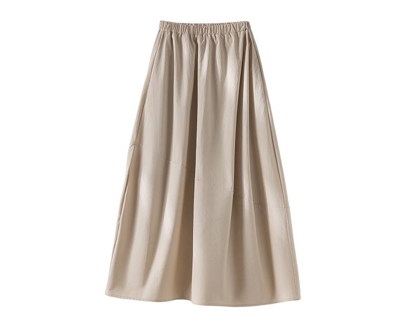 Rong Tai Women's Spring 2026 A-Line Cotton Skirt - Breathable Elastic Waist with Large Hem