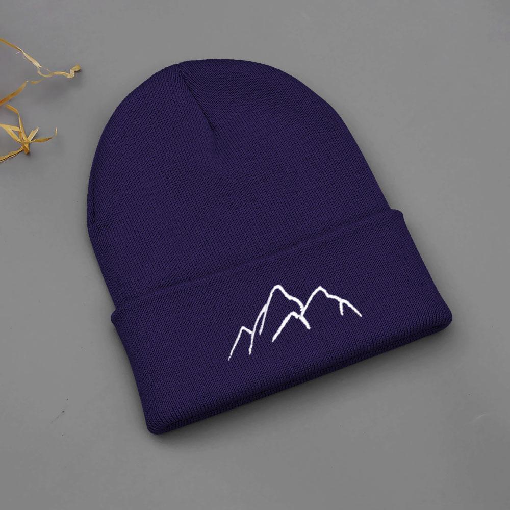 Winter Beanie Hats for Men Women Mountain Style Knit Cuffed Beanie Skull Cap Outdoor Daily Wear