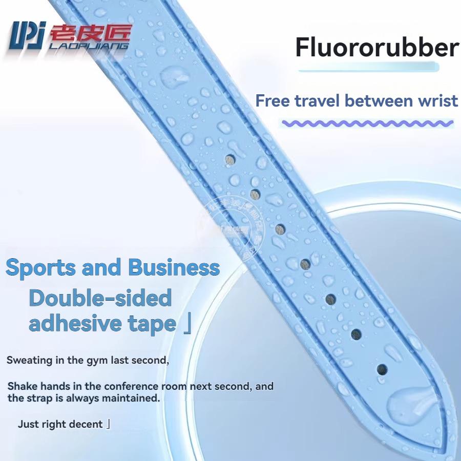 For Cartier Santos Dumont Female WSSA0032 Fluororubber Strap Pin Buckle Small and Medium Size FKM Rubber Watchband 15mm 17.5mm