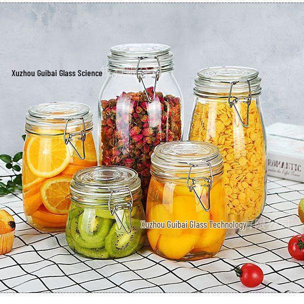 Small Capacity Snap Lid Glass Storage Jar for Dried Fruit & Tea