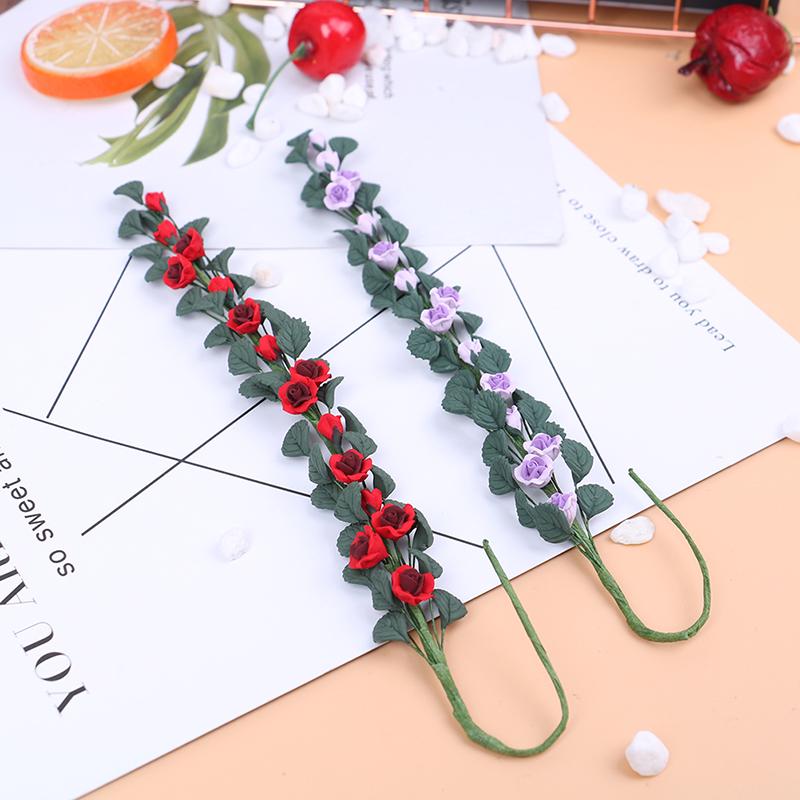 1Pc 1:12 Miniature Dollhouse Rose Flower Vine Doll House Decor Accessories