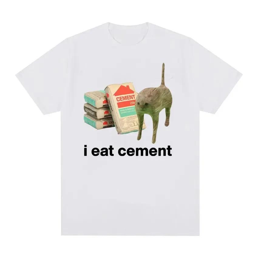 I Eat Cement Cursed Cat Funny Meme T Shirt for Women Fashion Casual Short Sleeve T Shirts Women T-shirt Tops