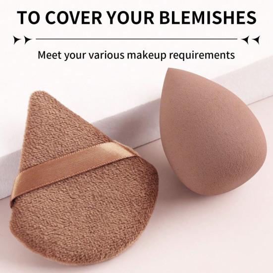 4 Stück/Set Damen Make-up Pinsel Set mit Puderschwamm Loses Puder Rouge Foundation Pinsel Synthetische Borsten Kosmetikpinsel Make-up Schwamm Set