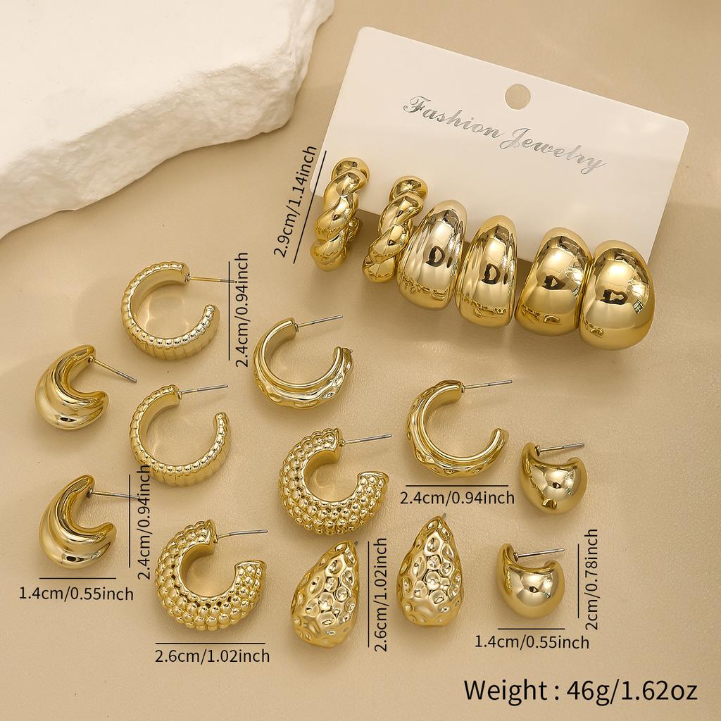 Foreign Trade Hot-selling Explosion Geometric Shape Water Drop Earrings Set CCB Exaggerated Earrings Elegant and Versatile