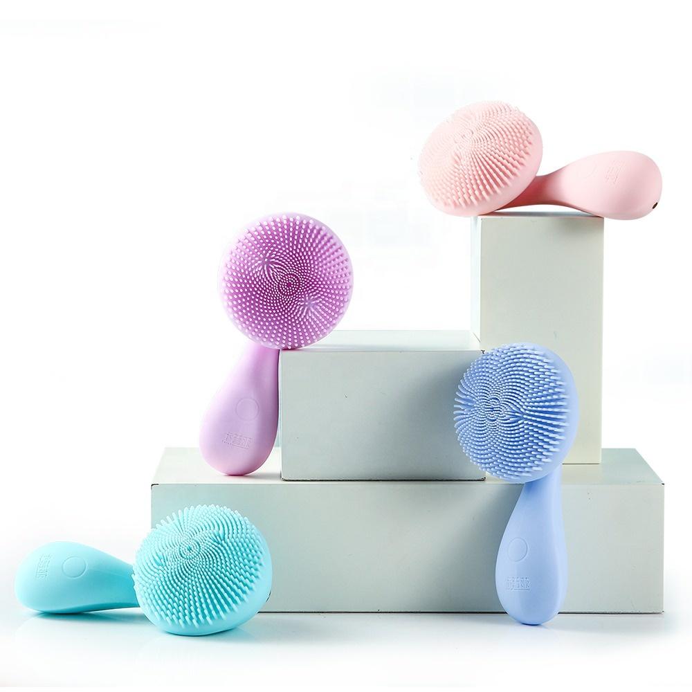 High Frequency Beauty Device Ultrasonic Face Cleaning Massager Deep Silicone Waterproof Sonic Exfoliating Spin Face Cleanser Usb Recharge фиолетовый