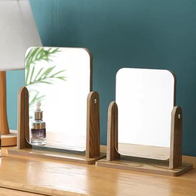 Holz Schminkspiegel Internet-Berühmtheit Drehbarer Tisch-Tisch Studentisches Wohnheim Schminkspiegel Schminktisch Schönheit Retro-Spiegel