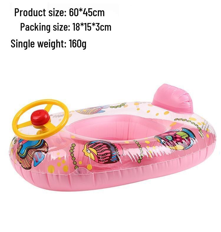 Large Toddler Boat-Themed Swimming Ring with Canopy & Steering Wheel