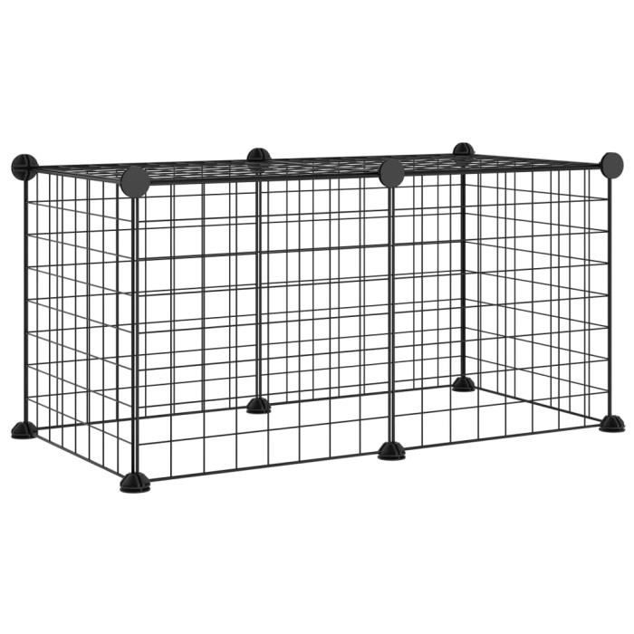 3114049 vidaXL Cage animaux de compagnie à 8 panneaux Noir 35x35 cm Acier