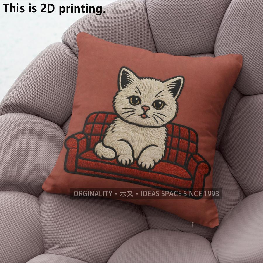 Cute Cat Printed Square Throw Pillow Case Decor Pattern Cushion Cover Suitable For Sofa Bedroom Car Pillow Cover