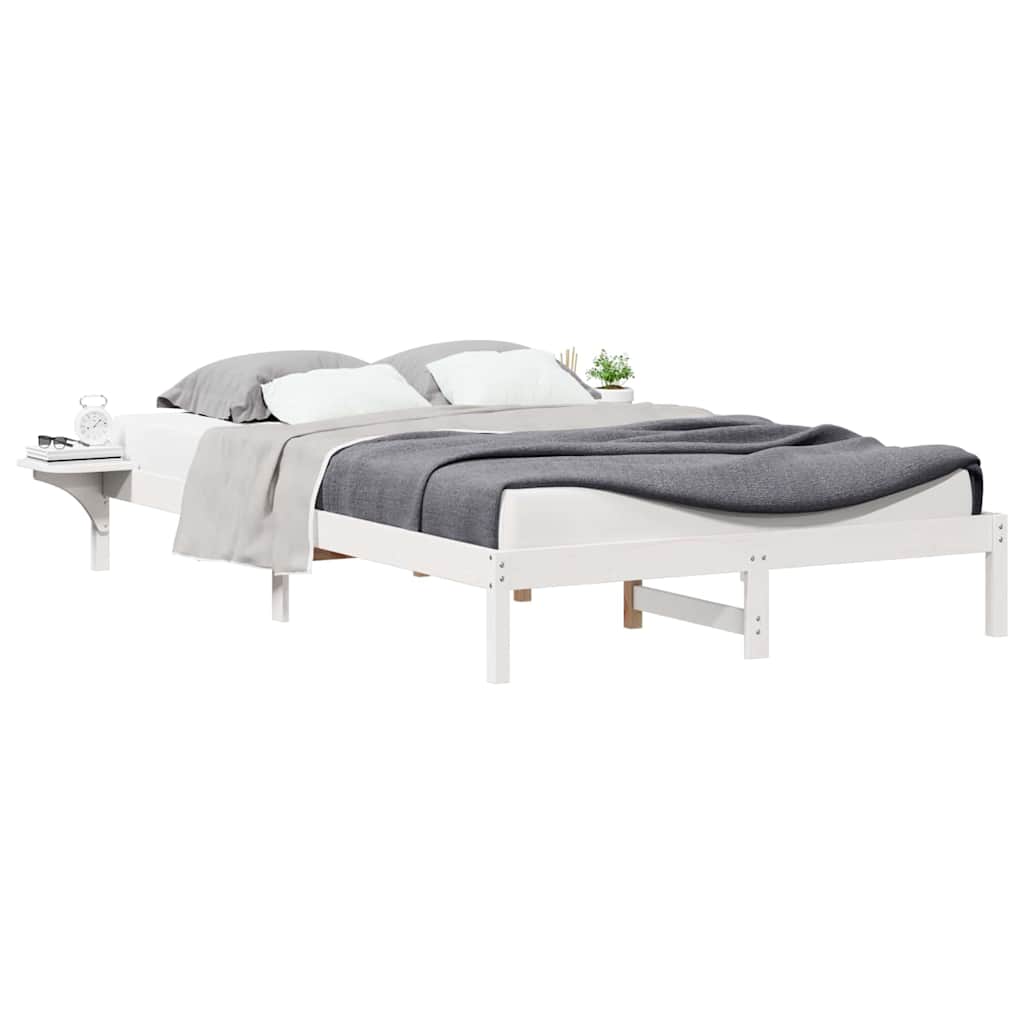 Bed Frame with Nightstands White 140 x 220 cm