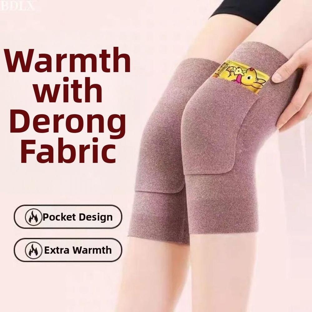 Insert Pocket Thermal Knee Warmers Non-Slip Fabric Knee Warmer Sleeves Cold Weather Wear