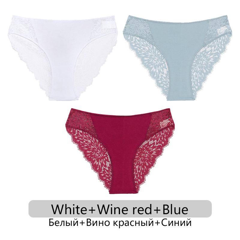 FINETOO 3ks/set Sexy krajkové kalhotky Dámské Květinové kalhotky S-XL Dámské spodky Spodní prádlo s nízkým pasem Krajkové spodní prádlo Dámské spodní prádlo 6 barev