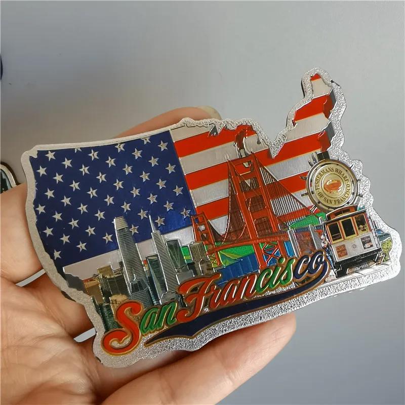 San Francisco Los Angeles Travel Souvenir Fridge Sticker Europe America Fridge Decor World Travel Souvenir Foil Paper Home Decor
