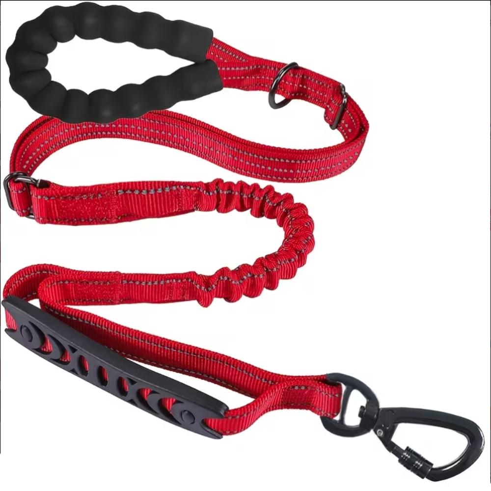 Shock Absorbing Reflective Pet Dog Leashes Elastic Buffering with Car Safety Buckle Dog Walking Rope Wear Resistant