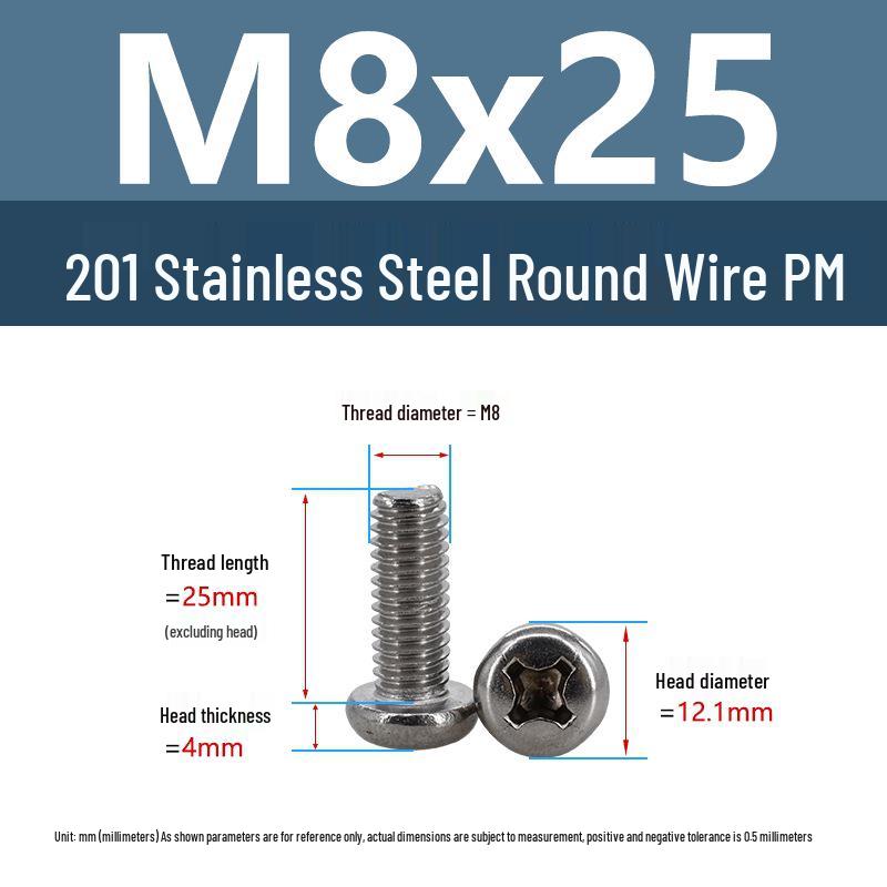 Yigu Yigu Stainless Steel Phillips Round Head Machine Screws M2-M8