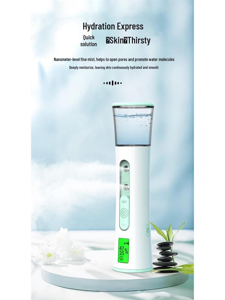 Nano Spray Rechargeable Facial Steamer & Humidifier - Double Spray Cold Mist Beauty Device
